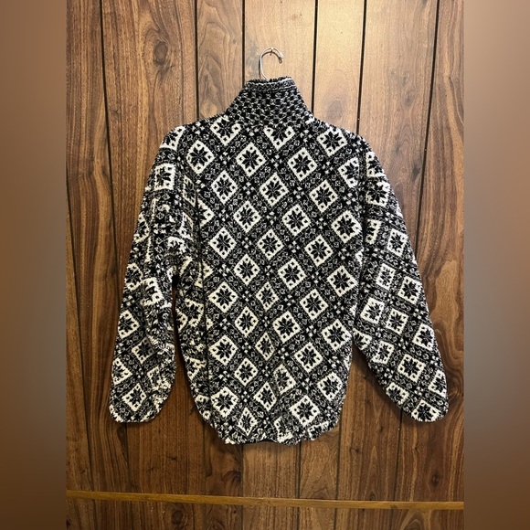 Vintage Helly Hansen Black & White Snowflake Fleece W/zip Closure Jacket Sz S - Picture 5 of 10